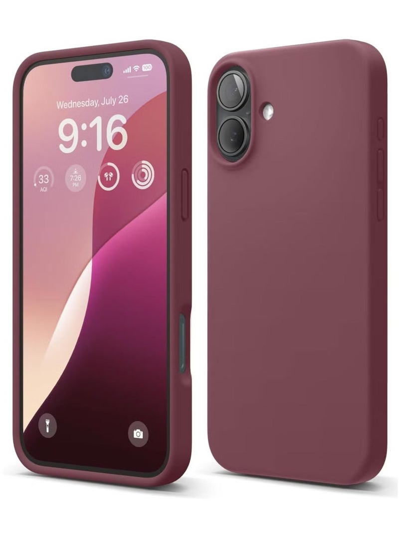 Raxoom Burgundy Liquid Silicone iPhone 16 Plus Case â€“ Slim Shockproof Full Body Protection with Soft Microfiber Lining, Scratch-Resistant - Image 5