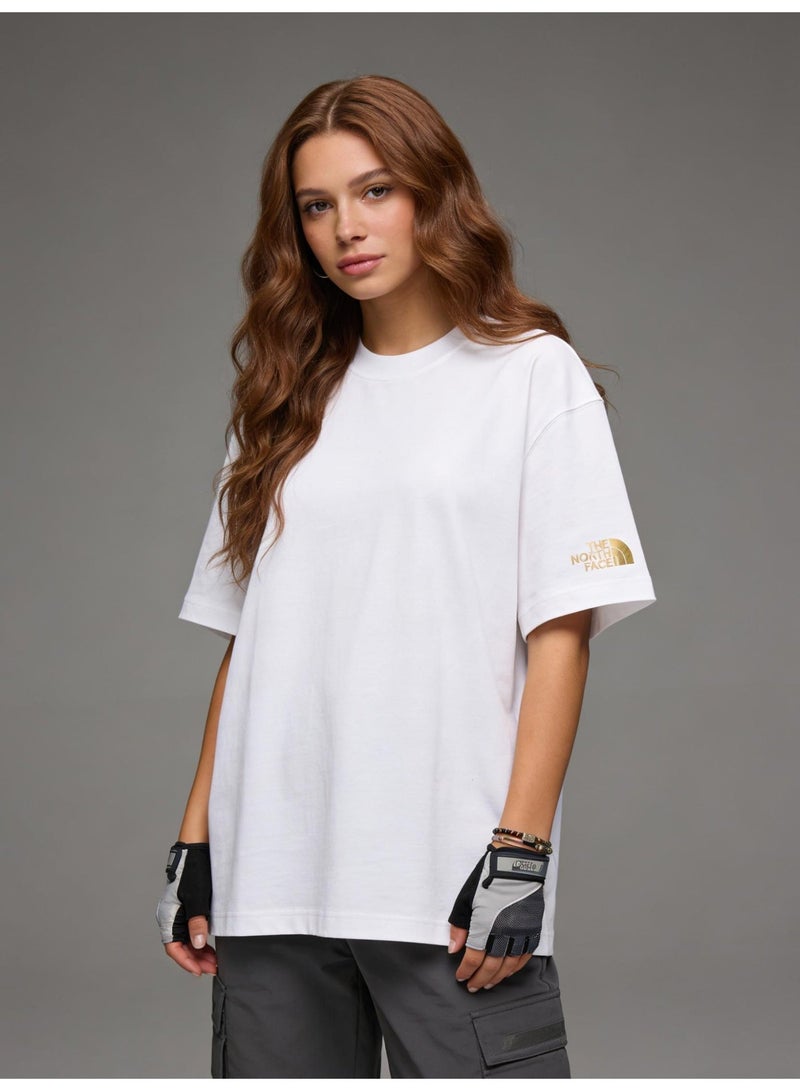 THE NORTH FACE Men's and women's T-shirts with the same style in the north face, high-grade cotton loose short sleeves with golden logo, retro street clothes for men and women. - Image 4