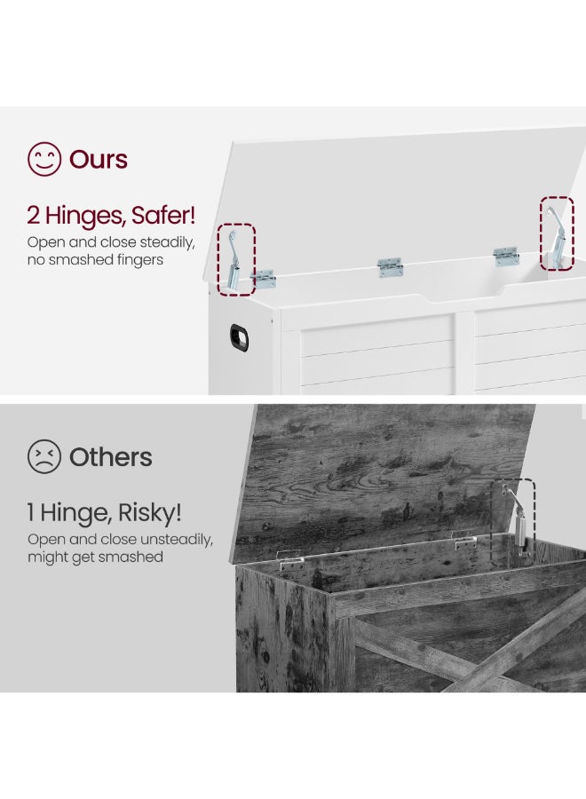 VASAGLE Storage Chest, Storage Bench, Blanket Box with 2 Safety Hinges, Shoe Storage Bench, Modern Style, 40 x 100 x 46 cm, for Hallway, Bedroom, Living Room, Matte White - Image 3