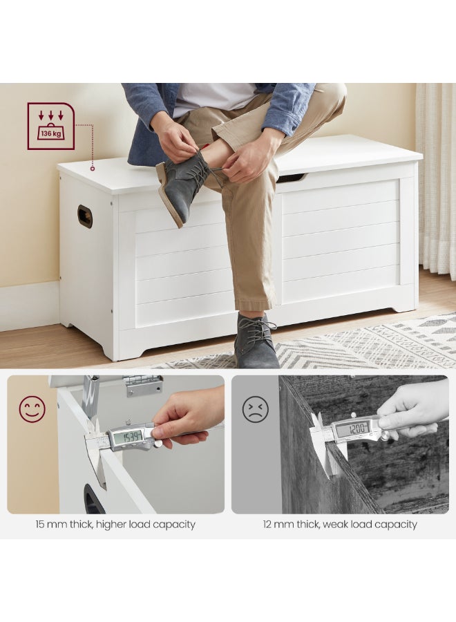 VASAGLE Storage Chest, Storage Bench, Blanket Box with 2 Safety Hinges, Shoe Storage Bench, Modern Style, 40 x 100 x 46 cm, for Hallway, Bedroom, Living Room, Matte White - Image 4