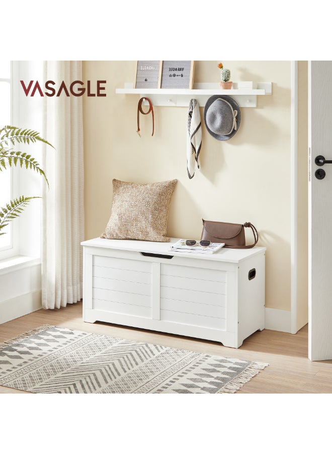 VASAGLE Storage Chest, Storage Bench, Blanket Box with 2 Safety Hinges, Shoe Storage Bench, Modern Style, 40 x 100 x 46 cm, for Hallway, Bedroom, Living Room, Matte White - Image 2
