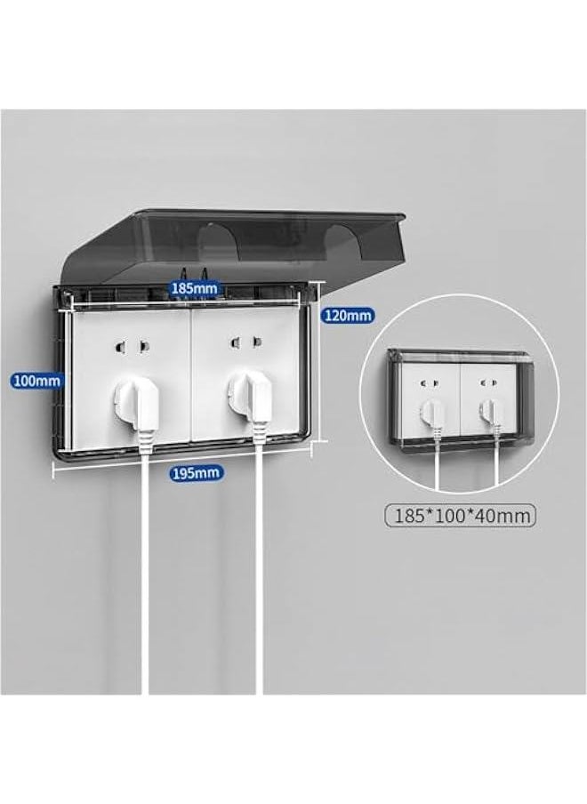 جونيس JZS Socket Cover Box, 2 Pcs Child Safety Electrical Outlet Protector, Waterproof Plug Light Switch Guard for Baby Home Security, 86-Type Double-Position Socket Cover(Black)  - Image 2