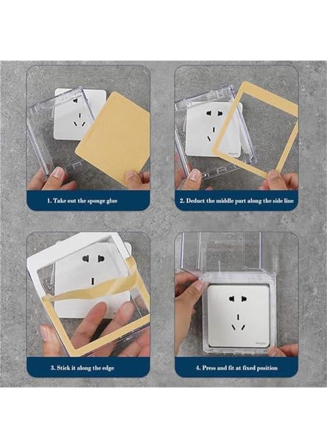 جونيس JZS Socket Cover Box, 2 Pcs Child Safety Electrical Outlet Protector, Waterproof Plug Light Switch Guard for Baby Home Security, 86-Type Double-Position Socket Cover(Black)  - Image 4