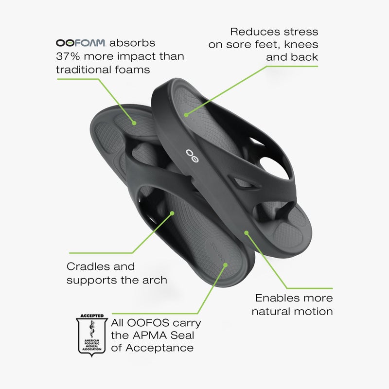 OOFOS OOriginal Recovery Sandal, Black - Womenâ€™s Size 8, Menâ€™s Size 6 - Image 4
