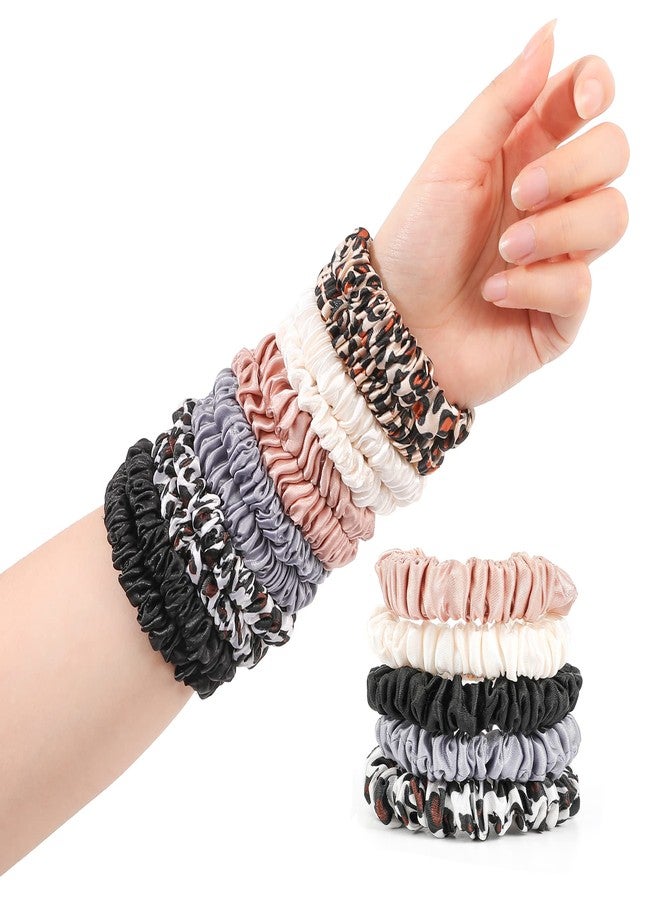 Ivyu Hair Ties Silk Satin Scrunchies - Small Mini Scrunchy for Women Thick Hair Accessories Cute Soft No Slip Hair Elastics Ponytail Holder for Curly Hair No Damage Hairties Gift for Girls - Image 5