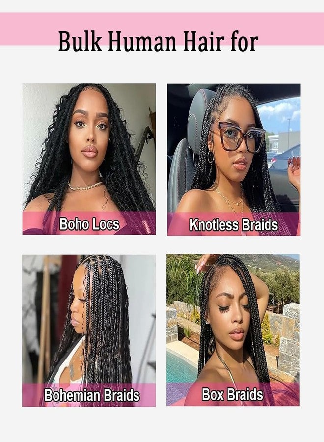 hengya Human Braiding Hair 1 Bundle 50g 22 Inch Deep Wave Bulk 100% Human Hair for Braiding No Weft 12A Brazilian Virgin Curly Human Hair Extensions for Boho Braids Natural Black - Image 5