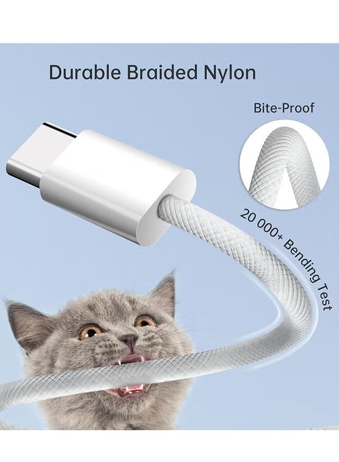 USB-C 60W Charging Cable,1 M Braided, Faster Charging Cord, Power Delivery PD Cable Type C, Compatible with iPhone 16/16Pro/16 Pro Max15/15 Pro/15 Plus/15 Pro Max,iPad Mini/Pro, MacBook Pro/Air, White - Image 4