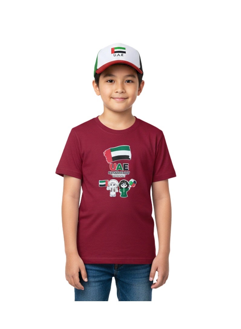 المنزل الذكي قميص اليوم الوطني الذكي مع قبعة للأطفال احتفل باليوم الوطني لدولة الإمارات العربية المتحدة بأناقة ارتدِ ملابس مناسبة للمناسبات الوطنية الاحتفالية - Image 1