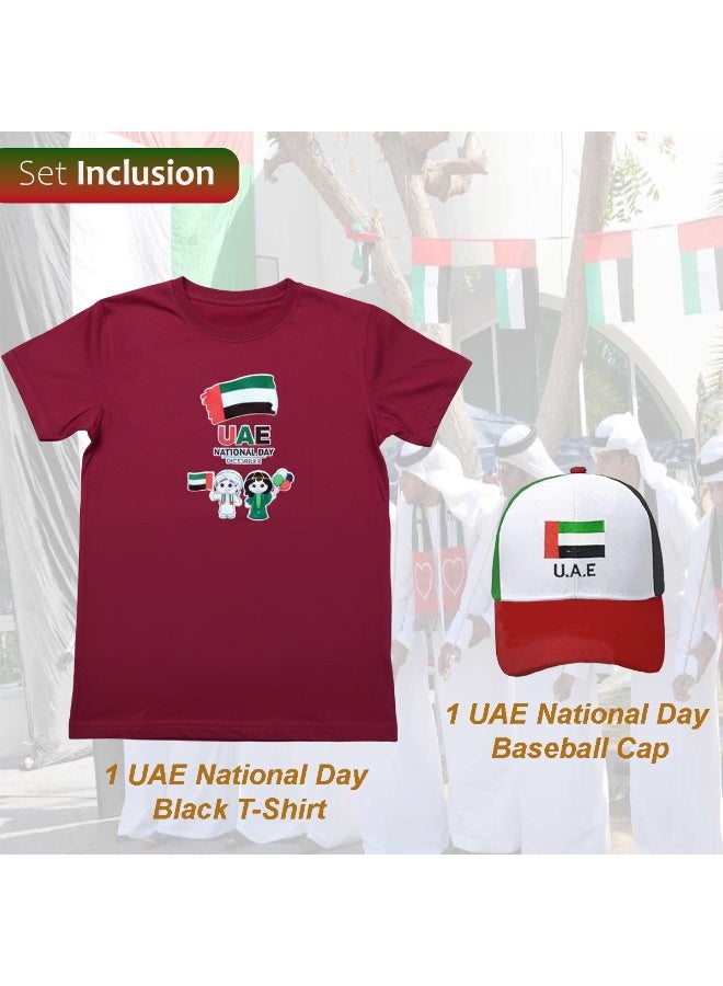 المنزل الذكي قميص اليوم الوطني الذكي مع قبعة للأطفال احتفل باليوم الوطني لدولة الإمارات العربية المتحدة بأناقة ارتدِ ملابس مناسبة للمناسبات الوطنية الاحتفالية - Image 3