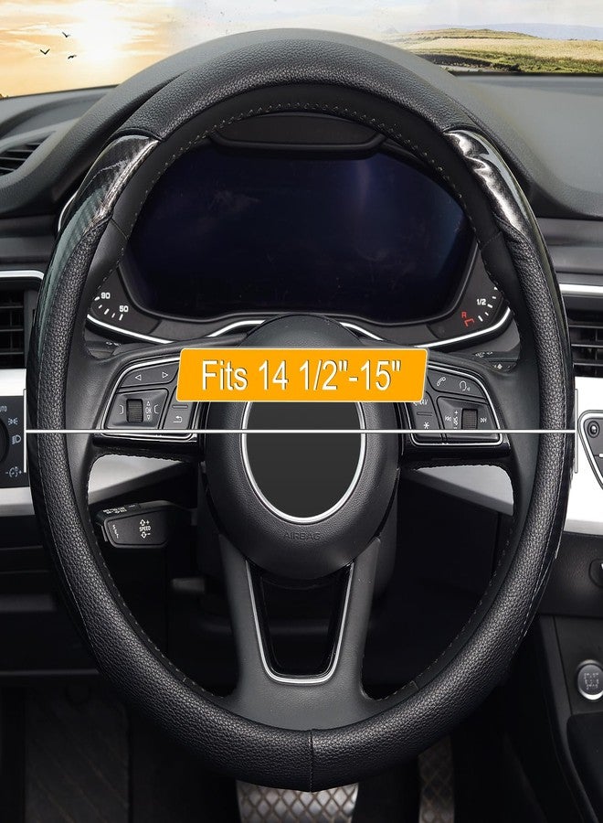 KAFEEK Carbon Fiber Steering Wheel Cover, Universal 15 inch, Anti-Slip, Odorless,Black - Image 2