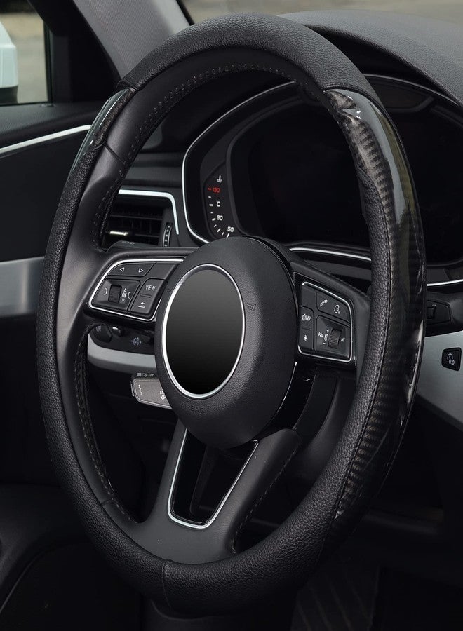 KAFEEK Carbon Fiber Steering Wheel Cover, Universal 15 inch, Anti-Slip, Odorless,Black - Image 3