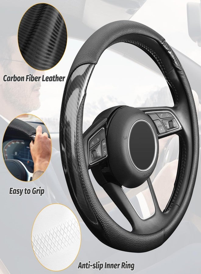 KAFEEK Carbon Fiber Steering Wheel Cover, Universal 15 inch, Anti-Slip, Odorless,Black - Image 4