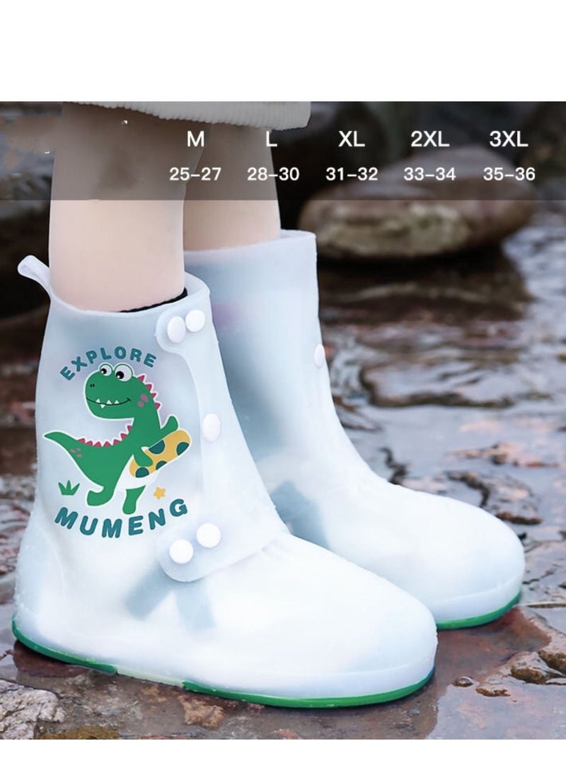 Loquat Cartoon Thickened Waterproof Baby Convenient Rain Shoe Covers Green 