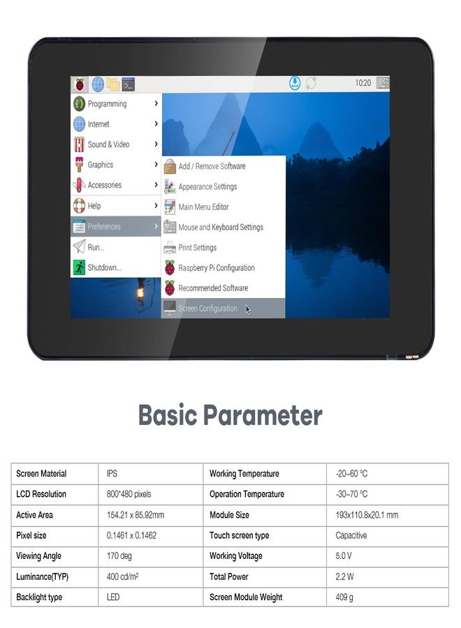 Hosyond شاشة لمس هوسيوند مقاس 7 بوصات بواجهة DSI وشاشة LCD متوافقة مع RPi 5 / Pi 4 / Pi 3 - Image 3