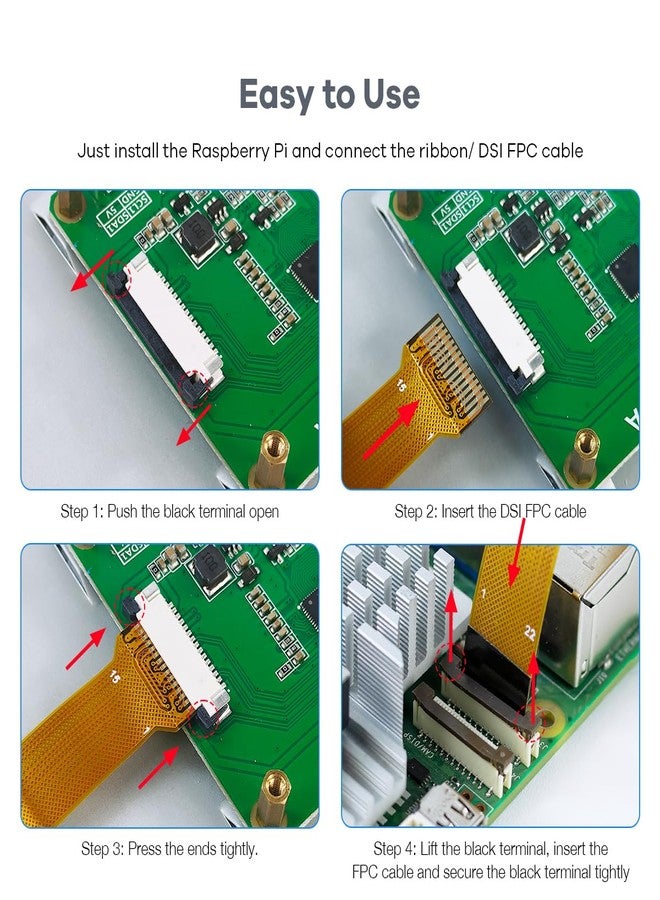 Hosyond شاشة لمس هوسيوند مقاس 7 بوصات بواجهة DSI وشاشة LCD متوافقة مع RPi 5 / Pi 4 / Pi 3 - Image 5