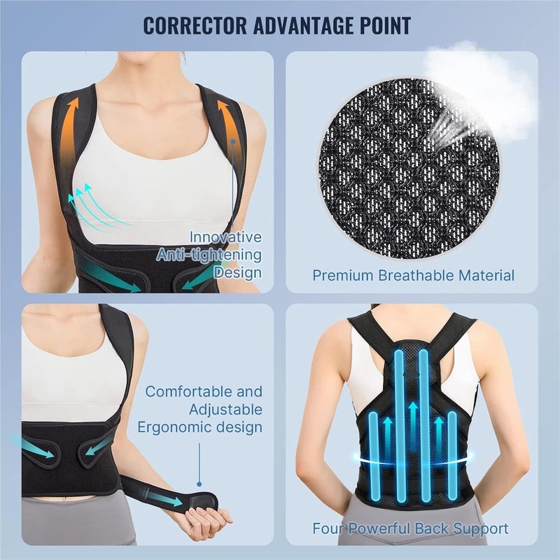 Adjustable Full Back Support Brace for – Unisex Design(Pink,M) - Image 3