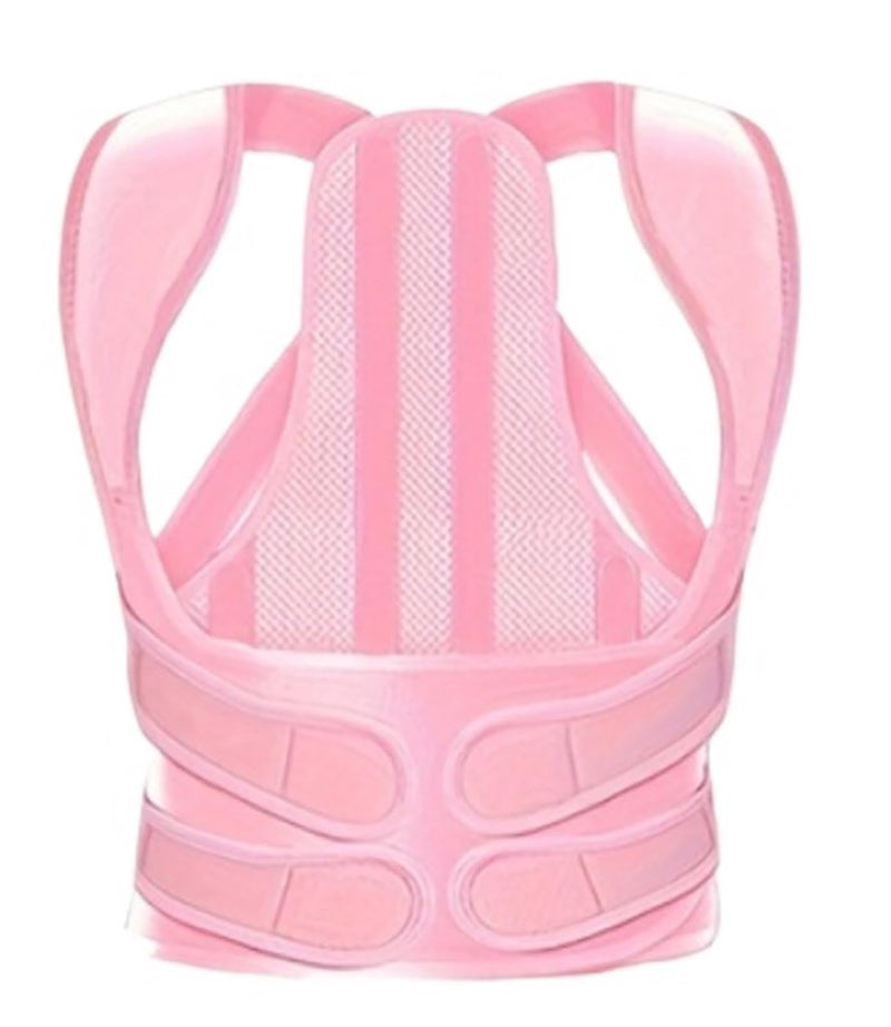 Adjustable Full Back Support Brace for – Unisex Design(Pink,M) - Image 1