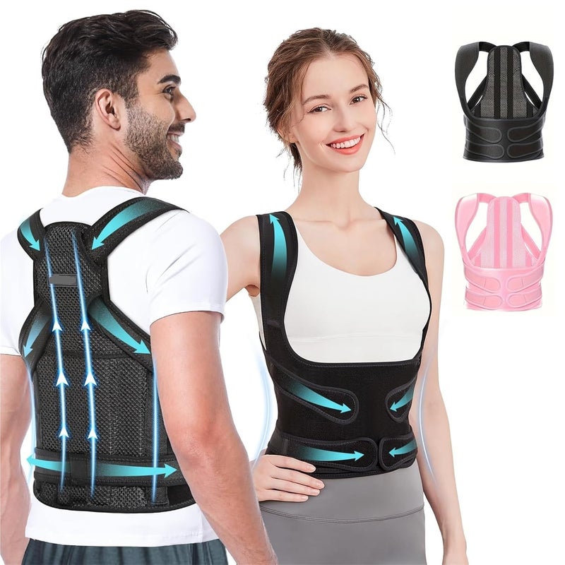 Adjustable Full Back Support Brace for – Unisex Design(Pink,M) - Image 2