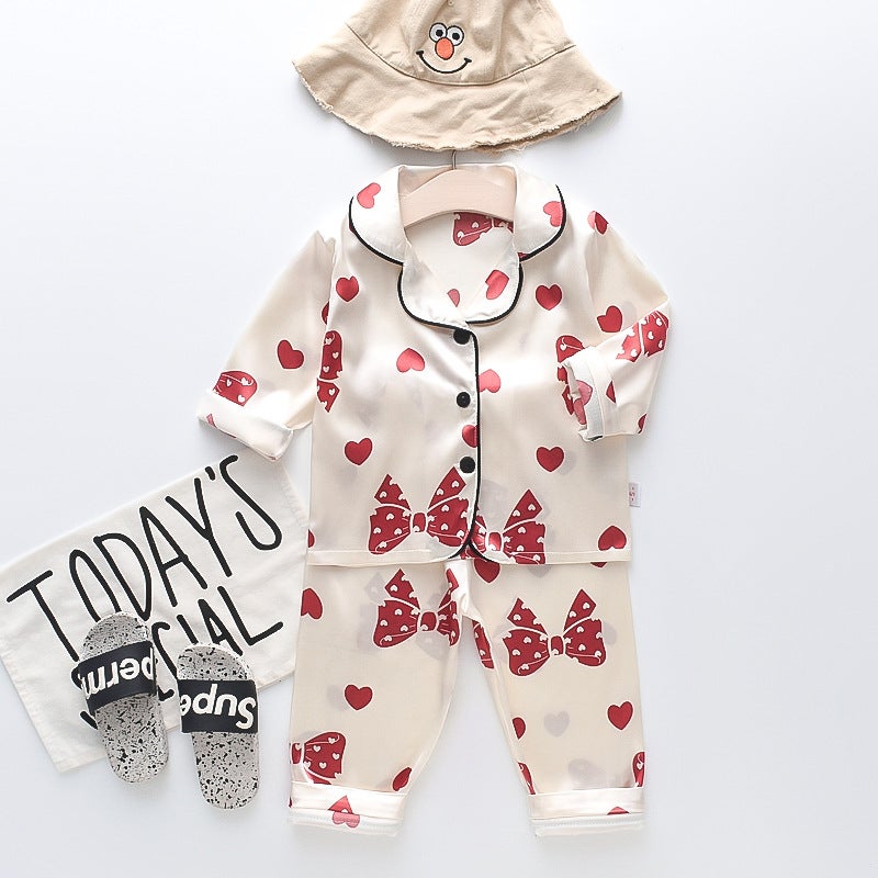 Ca125 Mu Fu Rui Han Fan Chunqiu Children'S Pajamas Satin Cartoon Home Clothes Long Sleeve Suit Fashion - Image 1