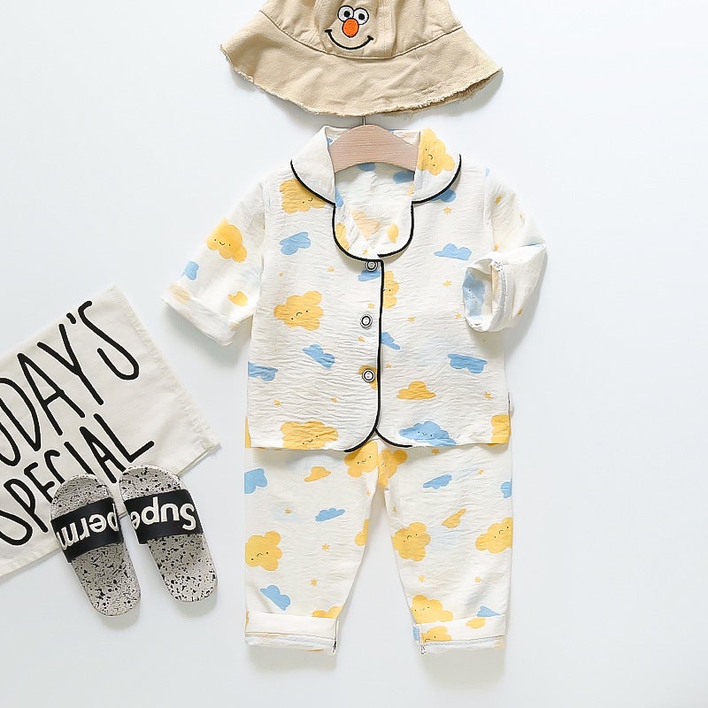 Ca125 Mu Fu Rui Han Fan Chunqiu Children'S Pajamas Satin Cartoon Home Clothes Long Sleeve Suit Fashion - Image 2