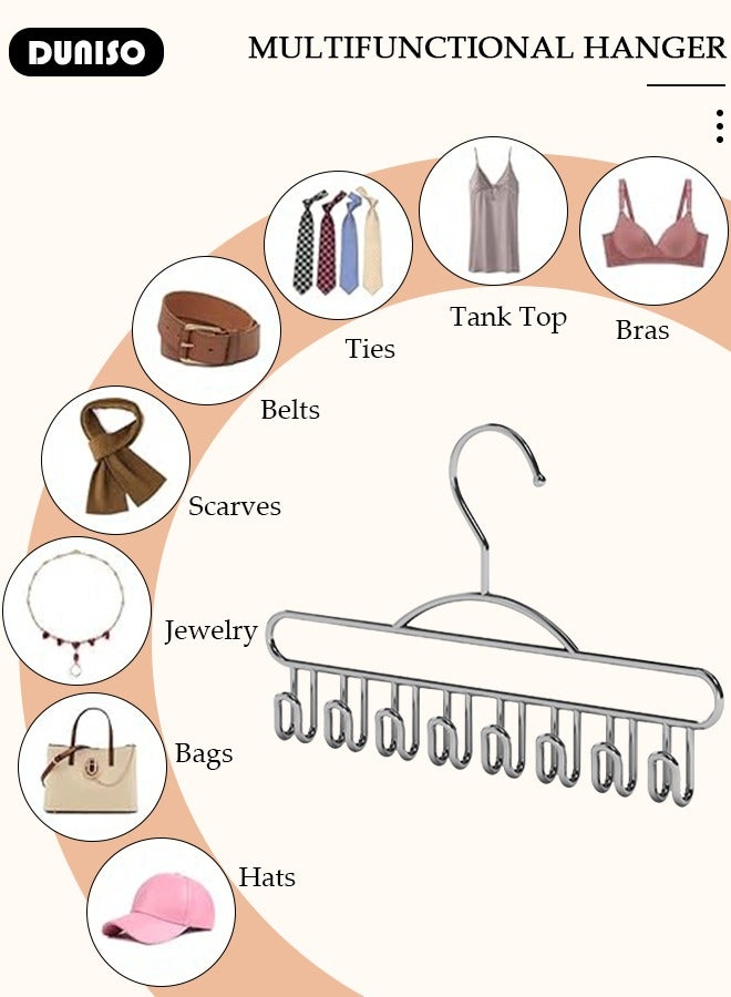 DUNISO 2Pcs Belt Hanger for Closet,Multifunctional Coat Hanger with 8 Hooks,Sturdy Non-Slip Belt Holder for Closet Space Saving,Belt Organizer for Closet Organizers and Bra,Hat,Tops Storage  - Image 3
