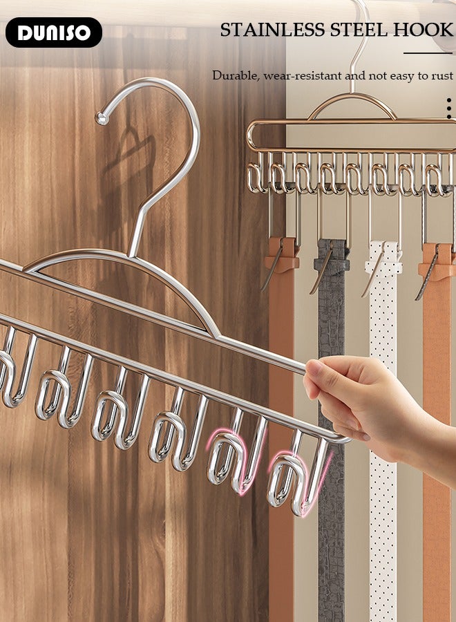 DUNISO 2Pcs Belt Hanger for Closet,Multifunctional Coat Hanger with 8 Hooks,Sturdy Non-Slip Belt Holder for Closet Space Saving,Belt Organizer for Closet Organizers and Bra,Hat,Tops Storage  - Image 2