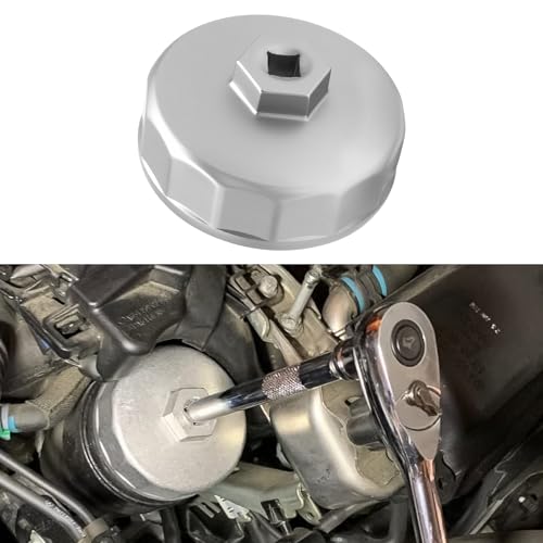 Rebvugr Heavy Duty 74mm 14 Flutes Oil Filter Wrench Oil Filter Tool 38 Square Drive Oil Filter Removel Tools Oil Housing Cap Socket Remover Compatible with Toyota Porsche Audi Mazda Tribute - Image 1
