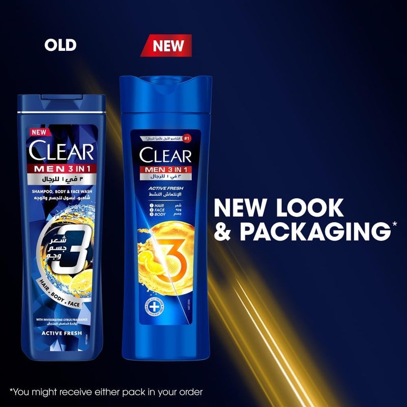 Clear Men 3-in-1 Shampoo, Body & Face Wash - Active Fresh - Image 5