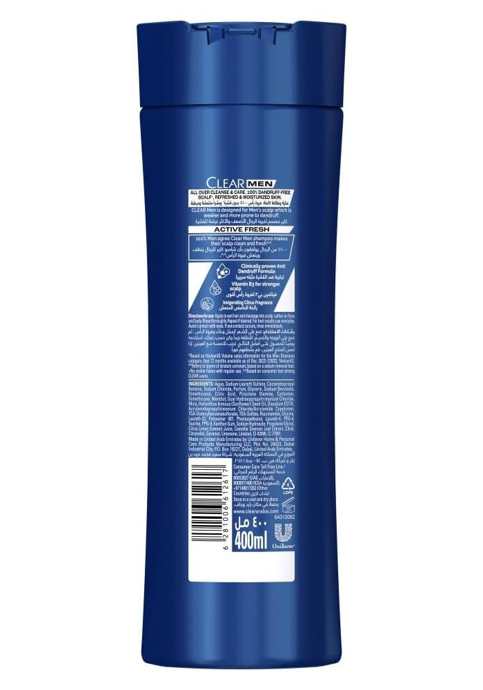 Clear Men 3-in-1 Shampoo, Body & Face Wash - Active Fresh - Image 2