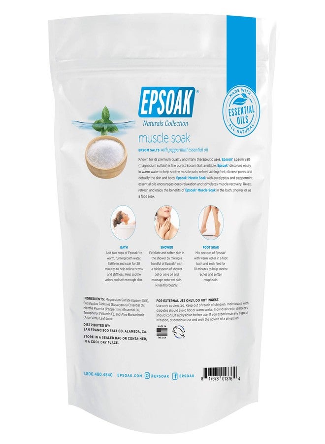 Epsoak Muscle Soak 2 lb. USP Magnesium Sulfate with Peppermint Scent Resealable Epsom Salt Bag, Made in The USA, Cruelty-Free Certified - Image 2