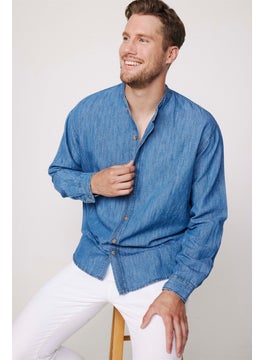 Tudors Relax Fit Long Sleeve Crew Neck Blue Denim Jeans Shirt  - Image 1