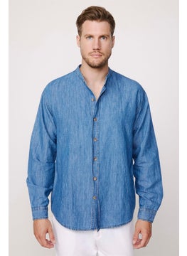 Tudors Relax Fit Long Sleeve Crew Neck Blue Denim Jeans Shirt  - Image 2