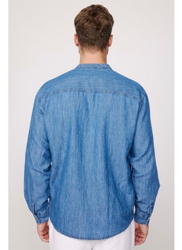 Tudors Relax Fit Long Sleeve Crew Neck Blue Denim Jeans Shirt  - Image 3