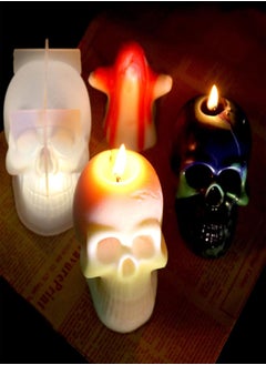 2 Pcs Silicone Skull Molds for Resin, Halloween Candle Molds for Epoxy Resin, Halloween Party Supplies DIY Skeleton Casting Mold for Chocolate, Soap, Candy, Cake