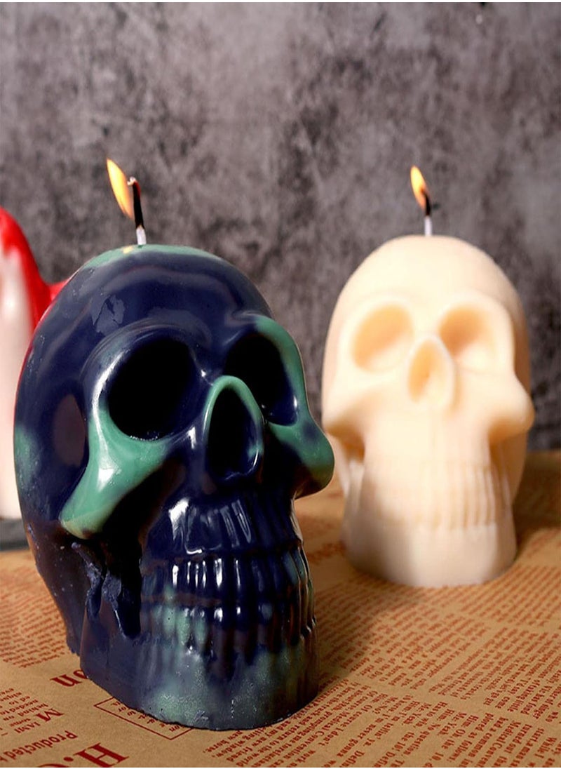 GGOOT - 2 Pcs Silicone Skull Molds for Resin, Halloween Candle Molds for Epoxy Resin, Halloween Party Supplies DIY Skeleton Casting Mold for Chocolate, Soap, Candy, Cake - Image 1