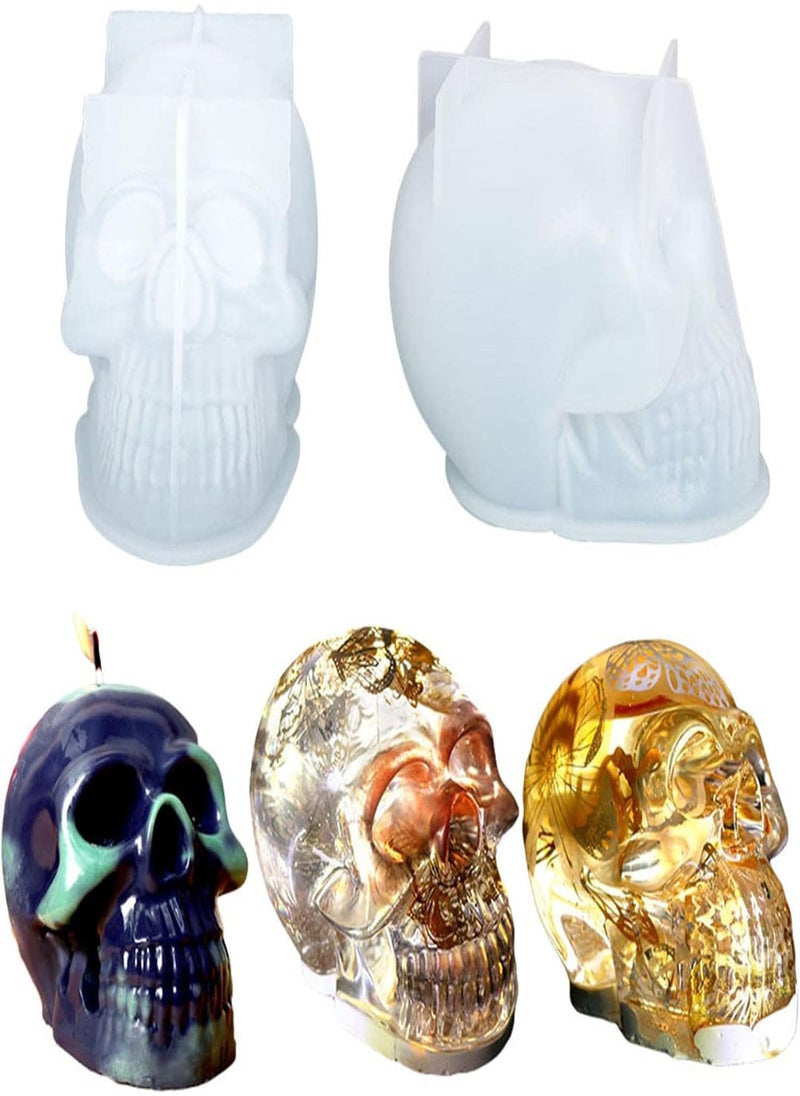 GGOOT - 2 Pcs Silicone Skull Molds for Resin, Halloween Candle Molds for Epoxy Resin, Halloween Party Supplies DIY Skeleton Casting Mold for Chocolate, Soap, Candy, Cake - Image 1