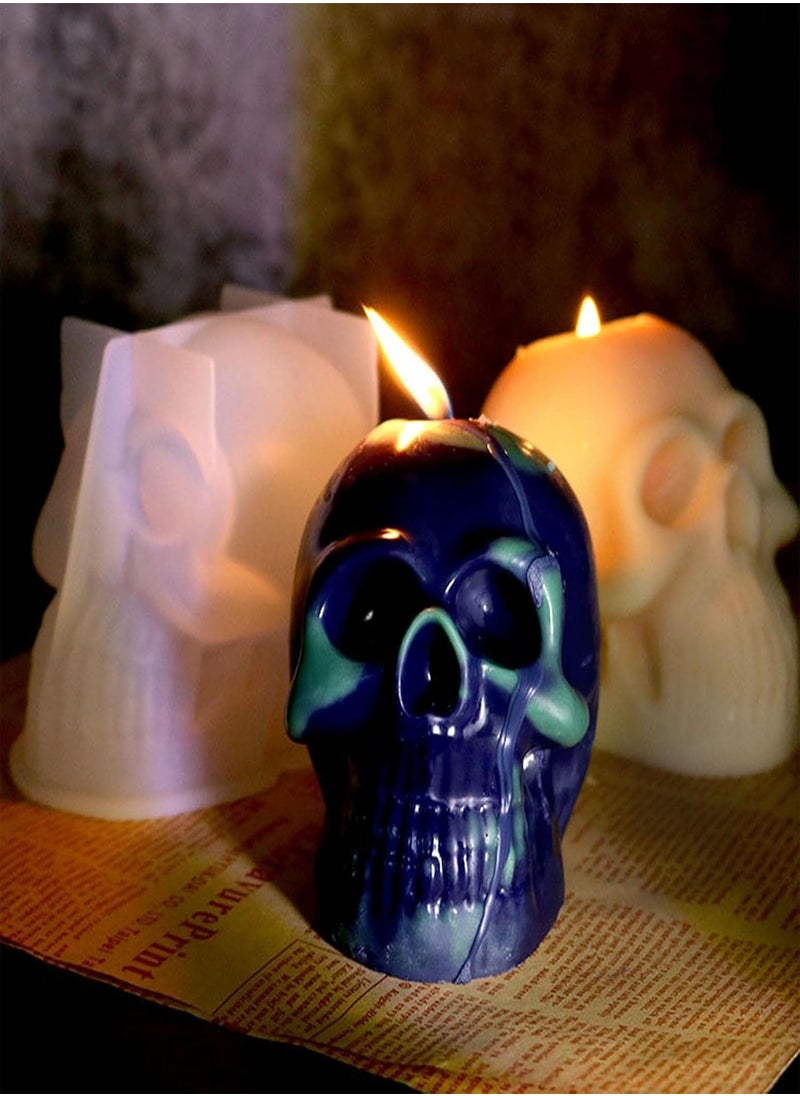 GGOOT - 2 Pcs Silicone Skull Molds for Resin, Halloween Candle Molds for Epoxy Resin, Halloween Party Supplies DIY Skeleton Casting Mold for Chocolate, Soap, Candy, Cake - Image 1