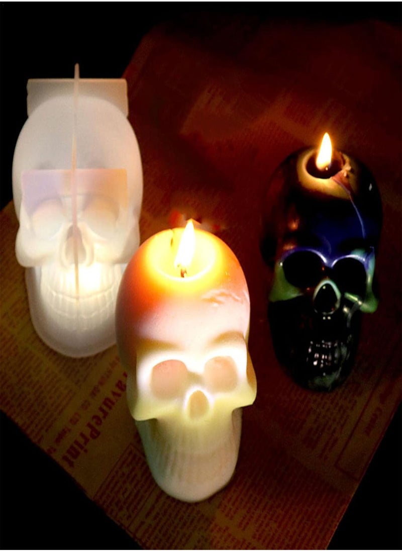 GGOOT - 2 Pcs Silicone Skull Molds for Resin, Halloween Candle Molds for Epoxy Resin, Halloween Party Supplies DIY Skeleton Casting Mold for Chocolate, Soap, Candy, Cake - Image 1
