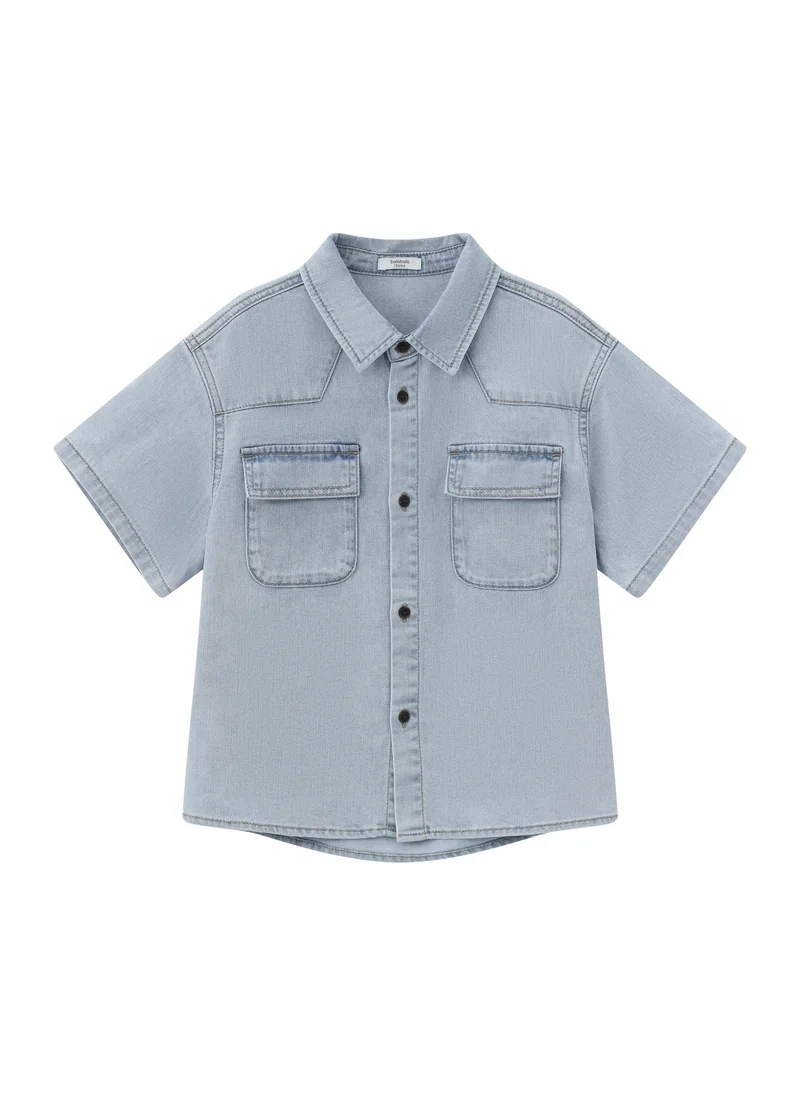 Balabala Blue Kids Boys Denim short-sleeved shirt for Men | Best Price UAE
