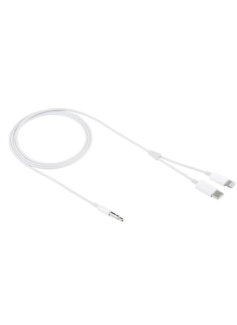 USB Type-C and Lightning to 3.5mm Aux Audio Jack Headphone Adapter 3 in 1 Audio Adapter for iPhone and Android Phones 100cm