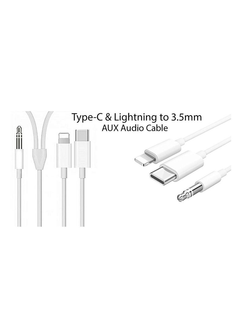 USB Type-C and Lightning to 3.5mm Aux Audio Jack Headphone Adapter 3 in 1 Audio Adapter for iPhone and Android Phones 100cm