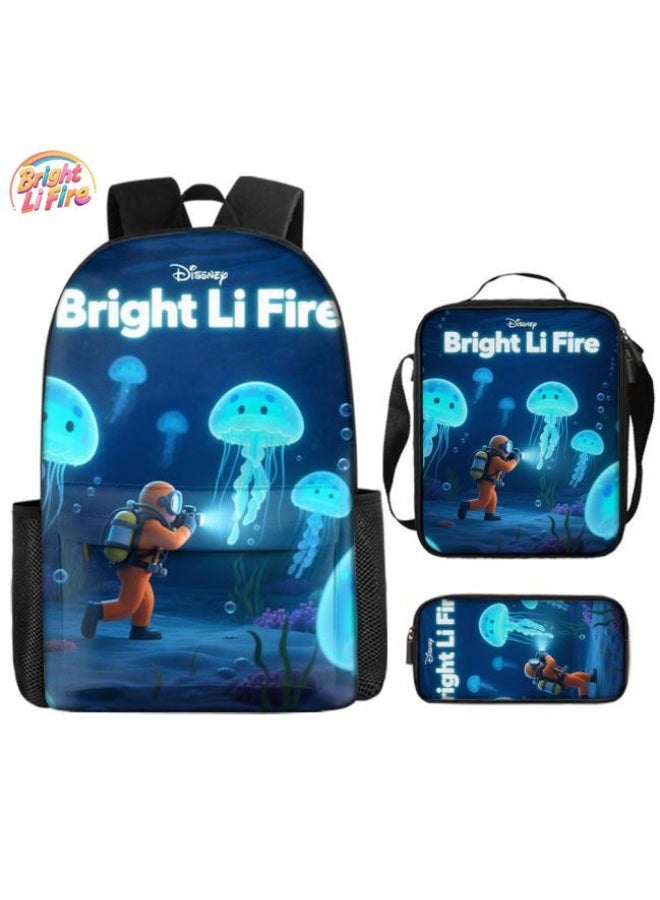 واضح من النار حقيبة كرتونية من ثلاث قطع، يسهل التعامل معها في مناسبات مختلفة (متوفرة للطلاب والأطفال والأصدقاء في النزهايات وتسلق الجبال والتعليم المدرسي وما إلى ذلك) | الكتفين + حقائب اليد + حقائب القرطاسية | موسم العودة إلى المدرسة / هدايا المهرجان - 80 - Image 1