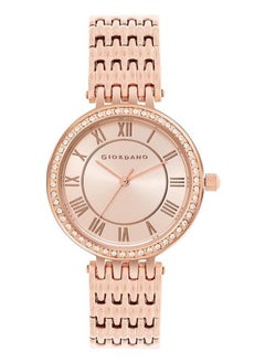 GIORDANO Giordano Eleganza Collection Round Analog Watch for Women, Diamond-Set with Metal Strap Ladies Water Resistant Wrist Watch - A2083 (Rose Gold)  - Image 2