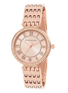 GIORDANO Giordano Eleganza Collection Round Analog Watch for Women, Diamond-Set with Metal Strap Ladies Water Resistant Wrist Watch - A2083 (Rose Gold)  - Image 1