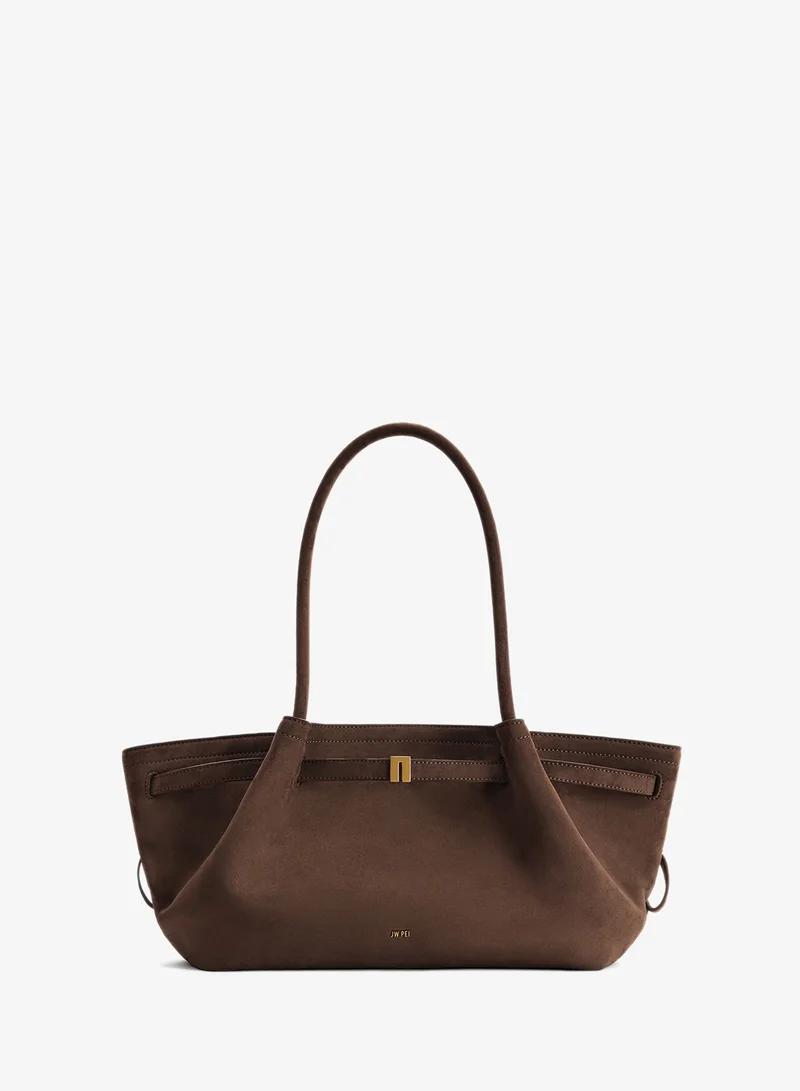 Jw Pei Dark Brown Hana Wide Faux Suede Tote Bag for Women | Best Price UAE