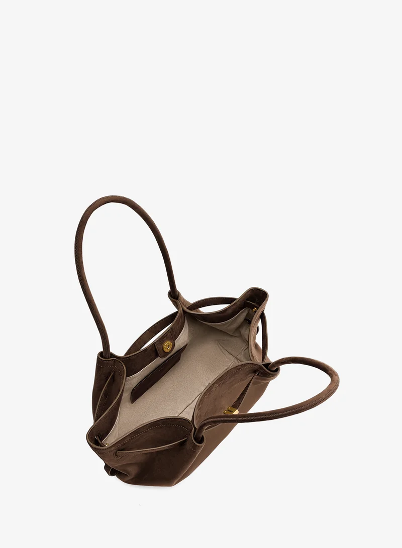 Jw Pei Dark Brown Hana Wide Faux Suede Tote Bag for Women | Best Price UAE