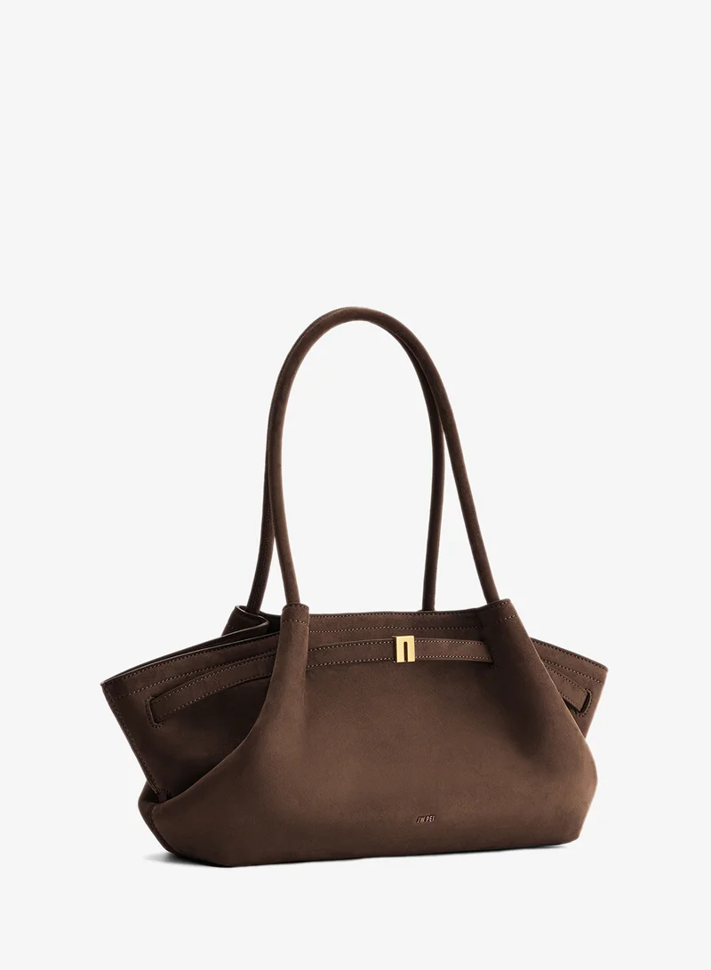 Jw Pei Dark Brown Hana Wide Faux Suede Tote Bag for Women | Best Price UAE