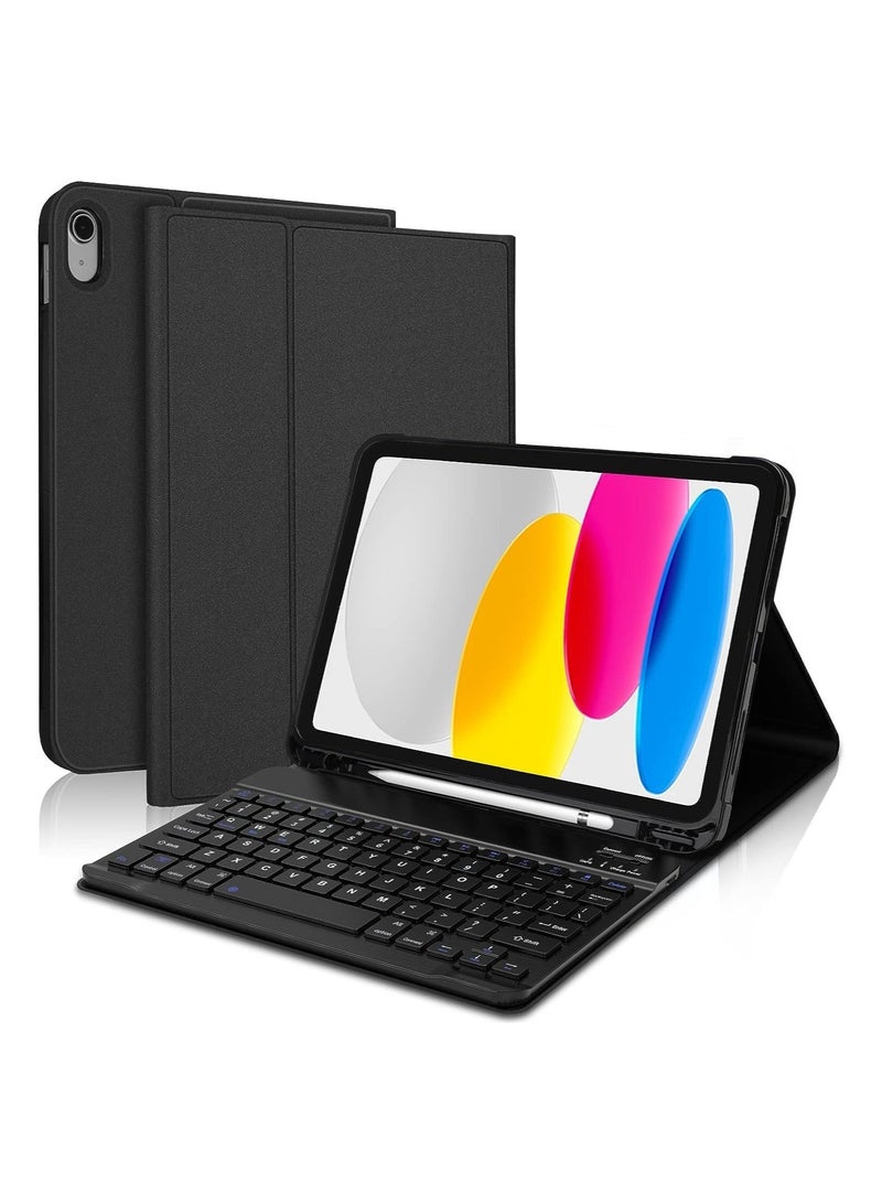 ELTRAZONE Keyboard Case for iPad 10.9 inch 10th Generation 2022, iPad 10th Generation Case with pencil holder, Smart Protective Cover with Bluetooth Keyboard for Latest iPad 10th Gen 10.9" 2022 - Image 1