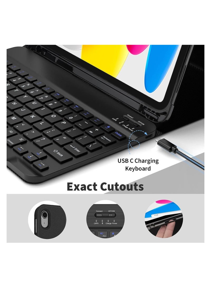 ELTRAZONE Keyboard Case for iPad 10.9 inch 10th Generation 2022, iPad 10th Generation Case with pencil holder, Smart Protective Cover with Bluetooth Keyboard for Latest iPad 10th Gen 10.9" 2022 - Image 3