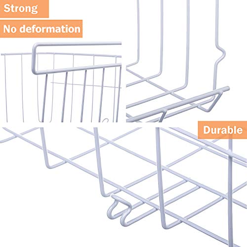Lonians 2-Pack Under Shelf Hanging Storage Baskets - Metal Wire Rack Organizer for Kitchen, Pantry, Cabinet, Bathroom, Desk - Space Saving Shelf Extender (White, Large) - Image 3